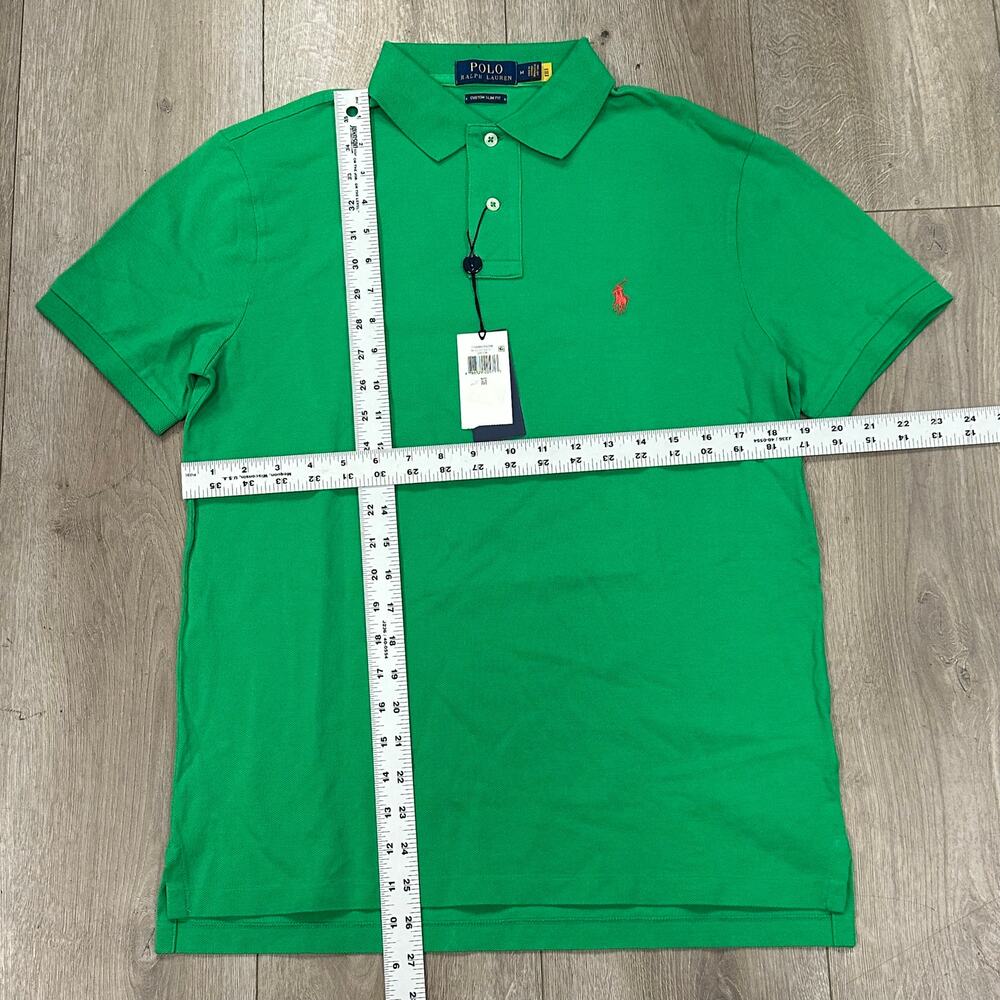 New Polo Ralph Lauren Custom Slim Fit Green Polo Shirt Size Medium m B23